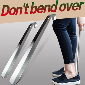 En gros, Chausse-pied long de 30 cm en acier inoxydable avec manche en cuir, accessoire pour la maison pour enfiler les chaussures - Product Image 2