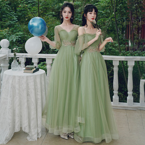 Green Bridesmaid Dress A-Line Sweetheart Neckline Long Evening Gown For Wedding Polyester Fabric 2025 Spring Style - Product Image 2