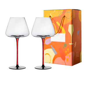 Ensemble de verres à vin rouge de style européen à fond concave, gobelets en cristal à pied rouge et fond <span class=keywords><strong>noir</strong></span>, verres à <span class=keywords><strong>champagne</strong></span> nœud papillon rouge - Product Image 1