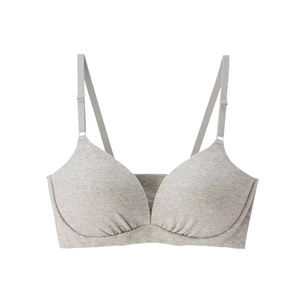 Soutien-gorge en coton sans couture pour femme avec bordure en dentelle, maintien sans armatures, tissu respirant, dos nageur, bretelles réglables - Product Image 1