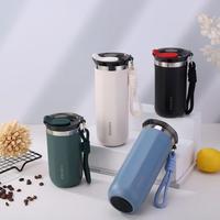 Gobelet isotherme moderne à double paroi en acier inoxydable, avec couvercle et cordon, portable pour voiture, extérieur et cyclisme – Meilleure vente