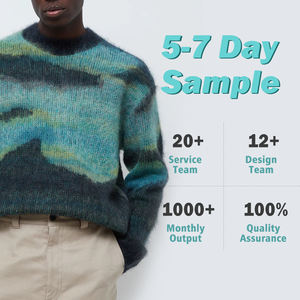 Fabricants LOGO personnalisé OEM & ODM tricot jacquard pour hommes tricot de mohair tricot à manches longues tricot d'hiver hommes col rond tricot de mohair - Product Image 2
