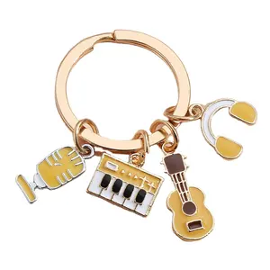 <strong>Funny</strong> Musical Keychain Instrument Violin Guitar Score Piano <strong>Headphones</strong> Music Metal Key Chains Singer Musician Cute Keyring Gifts - Product Image 1