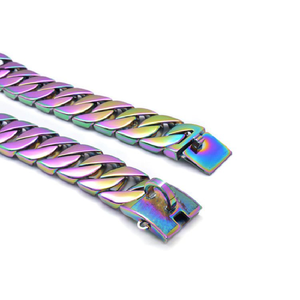 Arnés de perro de raza grande de acero inoxidable de alta calidad KINYU Collar de Bulldog de cadena de eslabones cubanos Chapado en ilusión de lujo - Product Image 3