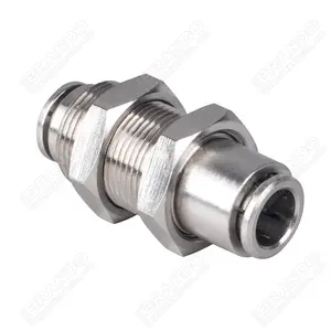 Tubo de unión de mampara, conector de conexión rápida, manguera de aire neumática de Metal de latón, 4mm, 6mm, 8mm, 10mm, 12mm, M14, M16, M18, M20