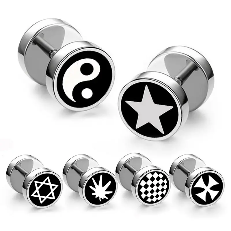 Hot Punk Gothic Jewelry Stainless Steel MenのEar Stud Man Earrings