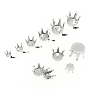 Pendentif en acier inoxydable de taille multiple, rond et <span class=keywords><strong>blanc</strong></span> à six griffes, avec base en cristal et strass incrusté de zircons pour la fabrication de bijoux de bricolage. - Product Image 1