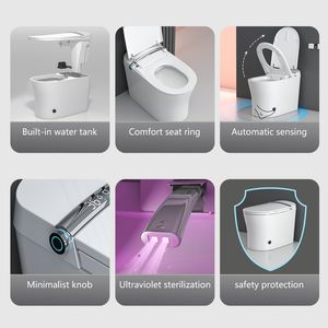 Bidet intelligent en céramique japonaise avec siège chauffant, fixation au sol, double chasse d'eau, télécommande incluse, siphon en P, capteur de pied, veilleuse, garantie 3 ans - Product Image 5