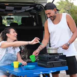 Estufa Portátil de Acero para Camping, Equipo de Cocina para Exteriores Resistente al Viento con Estuche de Transporte para Picnics, Senderismo y Barbacoas - Product Image 6