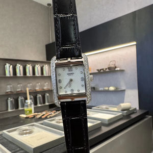 Montre-bracelet de luxe rétro pour femme H Brand, en cuir et acier inoxydable 316L, à quartz, pour affaires, élégante, petite taille, avec boîte - Product Image 5