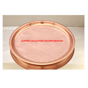 Élégant plateau de service de luxe en cuivre martelé Design moderne en bois pour la restauration et la maison pour la décoration de table en vente! - Product Image 2