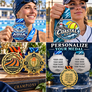 Custom Sports Competition Soft Enamel Medals for Swimming Softball and Endurance Events with Personalized Printed Ribbons - Product Image 3