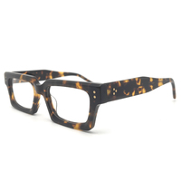 Nouvelles Lunettes de vue rectangulaires étroites en acétate, monture épaisse de haute qualité, design écaille de tortue avec rivets métalliques décoratifs