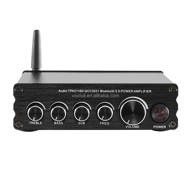 VOXFULL TPA3116 Professional Amplifier Stereo Receiver BT 5.0 Mini Power Amp 3CH 250W Home/Outdoor/Garage/Passive Speakers