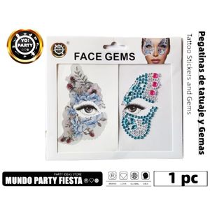 STICKER con strass tatuaggio a metà faccia 05 # decorazioni per feste 61867 - Product Image 1