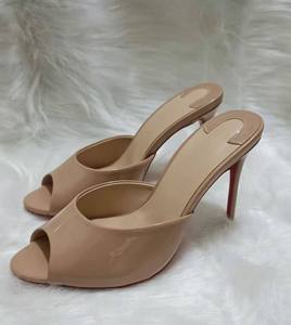 High Quality New Sexy Fish-mouth Stiletto-Heel Slip-on Sandals Women Summer Patent Leather Fashionable Strap Slides All-Matching - Product Image 1