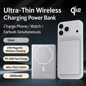 <span class=keywords><strong>Batterie</strong></span> <span class=keywords><strong>externe</strong></span> ultra-mince 5,5 mm sans fil 3-en-1 avec chargement magnétique, chargeur portable sécurisé PD 20W, <span class=keywords><strong>batterie</strong></span> solide à l'oxyde de lithium-cobalt - Product Image 4