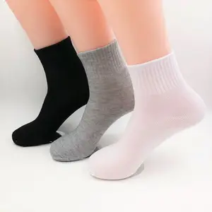 Men Women Unisex Plain Solid Color Black White Gray Spring Polyester Sport Socks