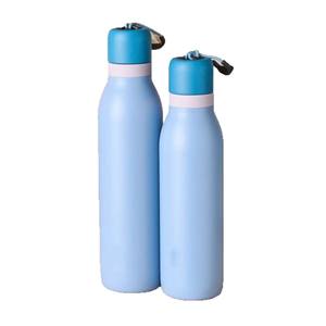 Botella deportiva Macaron de gran capacidad de acero inoxidable de doble pared, diseño moderno, botella de agua con correa al vacío para exteriores para acampar - Product Image 2