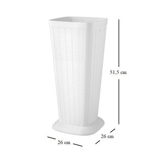 Portaombrelli Alto in Plastica con Struttura Intrecciata Effetto Rattan 26x26x51,5 cm, Cesto Rettangolare Resistente per Organizzazione Ingresso - Product Image 2