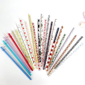 Wholesale aztec western leopard cow cactus regular straight custom printed plastic straws drinking reusable straw
