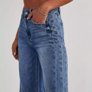 YUANBOFEI <span class=keywords><strong>Jean</strong></span> évasé taille haute pour <span class=keywords><strong>femme</strong></span>, coupe ample, bleu clair, <span class=keywords><strong>ourlet</strong></span> <span class=keywords><strong>effiloché</strong></span>, pantalon en denim, style décontracté urbain et tendance - Product Image 2