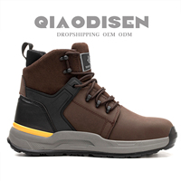 Chaussures de Sécurité Montantes en Cuir Véritable Imperméables, avec Embout en Acier, Anti-écrasement, Anti-choc et Anti-perforation