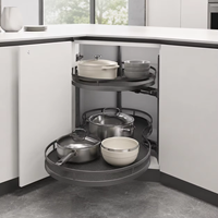 TKK Organisateur de rangement de cuisine rotatif à 2 niveaux en métal, support amovible pour armoire de cuisine