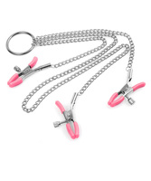 SM Massager Stimulieren Dreikopf-Nippel klemmen Clips Klitoris clip mit Glocke
