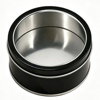 Boîte en métal ronde noire avec fenêtre transparente, boîte de rangement réutilisable pour bougies, bonbons, biscuits, bijoux et emballages cadeaux de fêtes