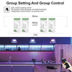 MC103A Aipin Mash RGB Gruppen-Synchronsteuerung Farbwechsel Nachtlicht Deko 12V 24V LED-Streifen-Controller mit 4-Zonen-Fernbedienung - Product Image 4