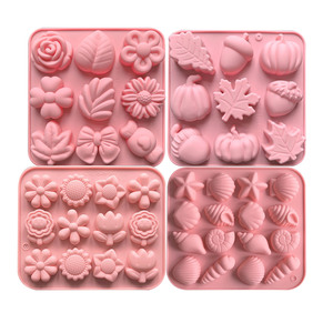 <span class=keywords><strong>Moule</strong></span> à gâteau en silicone de qualité alimentaire à 9-18 cavités, formes variées de fleurs et de plantes, pour chocolat, bonbons, gelée et savon artisanal DIY - Product Image 2