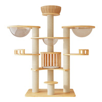 Arbre à chat moderne en bois massif et sisal, grand, luxueux et écologique, avec structure d'escalade pour usage domestique, design multi-chats, en carton