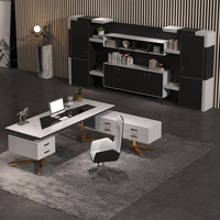 Ensemble de chaise de bureau de direction de luxe en cuir modulaire en MDF facile à assembler, design moderne, tiroir de rangement pour dossiers