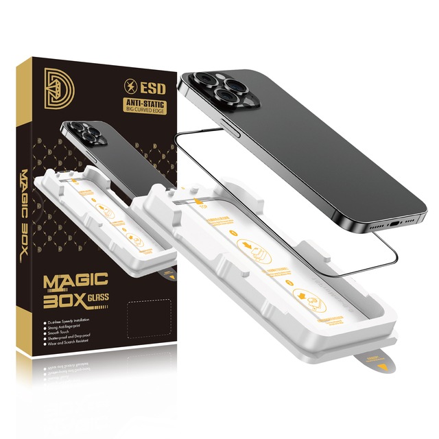 Hot Sale Dust Removal Magic Box Screen Protector Easy Install for iPhone 15 16 17 18 Pro Max Tempered Glass Private Protection