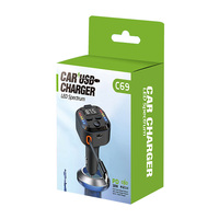 Chargeur rapide QC3.0/PD 38W en métal pour voiture avec ports Type-C et USB pour téléphones mobiles DC 12V-24V avec lumière RGB rétractable