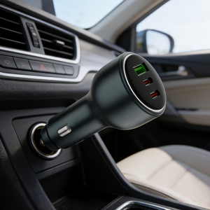 Vente en gros d'usine, chargeur de voiture en métal 100W 3 ports, chargeur USB rapide QC3.0 pour voiture - Product Image 1