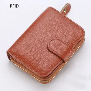 Dompet Wanita RFID Retro, Dompet Kartu Pria Kulit Pria, Dompet Penyimpan Kartu Kulit untuk Wanita Modis