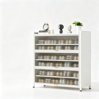 Lemari Sepatu Baja Modern Tahan Lama Dapat Ditumpuk dengan Pintu Anti Debu Mudah Dirakit Organizer yang Dapat Diubah & Diperpanjang