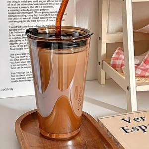 450ml semplice e moderno vetro <span class=keywords><strong>Aurora</strong></span> doppia tazza colorata paglia tè latte coperchio nuovo Design Tumbler per <span class=keywords><strong>caffè</strong></span> - Product Image 4