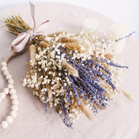Buket bunga bayi Lavender alami kering, untuk pernikahan Natal Halloween dekorasi rumah wisuda