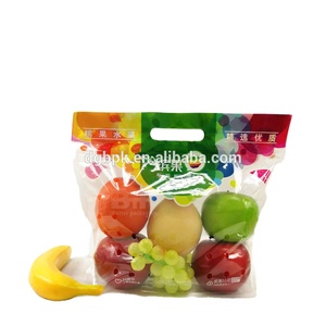 Sacs d'emballage en plastique recyclables Pochette debout transparente avec logo personnalisé, fruit raisin cerise avec fermeture éclair et poignée - Product Image 2