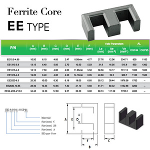 Mẫu miễn phí công nghiệp nam châm pc40 mnzn <span class=keywords><strong>Ferrite</strong></span> nam châm ee34 ee40 ee42 ee55 hình xuyến biến áp tần số cao <span class=keywords><strong>EE</strong></span> <span class=keywords><strong>Ferrite</strong></span> lõi - Product Image 2