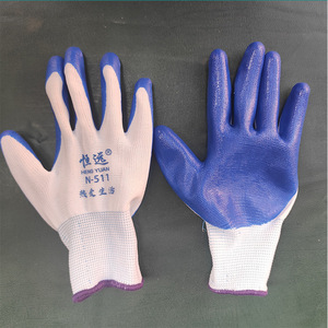 ถุงมือไนไตรล์สีน้ำเงิน Hengyuan N-511 ผ้าสีขาว  แบบเต็มฝ่ามือ  ทนทานต่อการสึกหรอ กันลื่น กันน้ำมัน สำหรับงานก่อสร้างและป้องกัน - Product Image 1