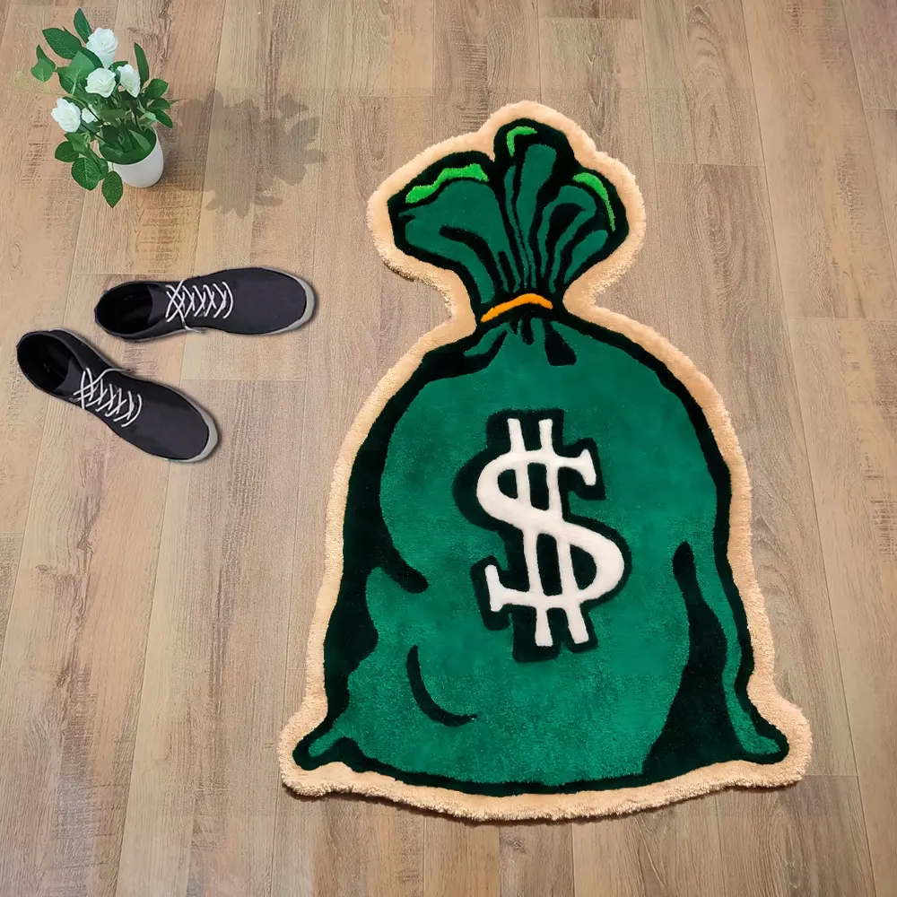 Hypebeast Modern Money Bag Alfombra Diseño Dollar Alfombra Acrílico Alfombra