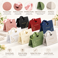Sac cadeau en carton personnalisé avec logo, poignée en ruban de satin tressé, découpe ronde, pour bijoux et parfums, vente en gros