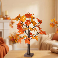 Arbre d'érable lumineux d'automne avec feuilles réalistes, citrouille LED, fonction minuterie, décoration intérieure pour la fête de la récolte à la maison