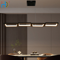 Nouvelle lampe suspendue LED carrée réglable en hauteur, style italien moderne et minimaliste, en acier et acrylique, noire, garantie 2 ans, pour chambre à coucher