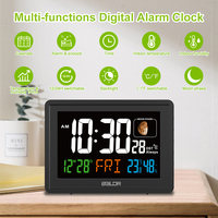 BALDR Digitaluhr Funk gesteuerte Temperatur-und Feuchtigkeit funktion Raumuhr mit Mondphasen wecker