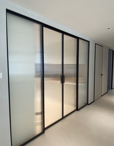 <span class=keywords><strong>Porte</strong></span> intérieure en verre moderne pour chambre à coucher, style coulissant à 4 panneaux, cadre fin en aluminium, double vitrage, <span class=keywords><strong>porte</strong></span> de séparation en verre trempé - Product Image 6